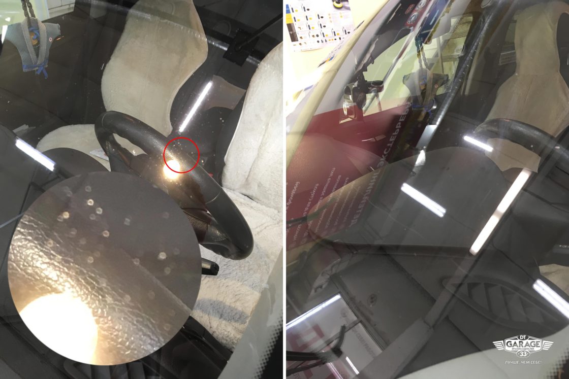 На фото пример полировки лобового стекла BMW X1