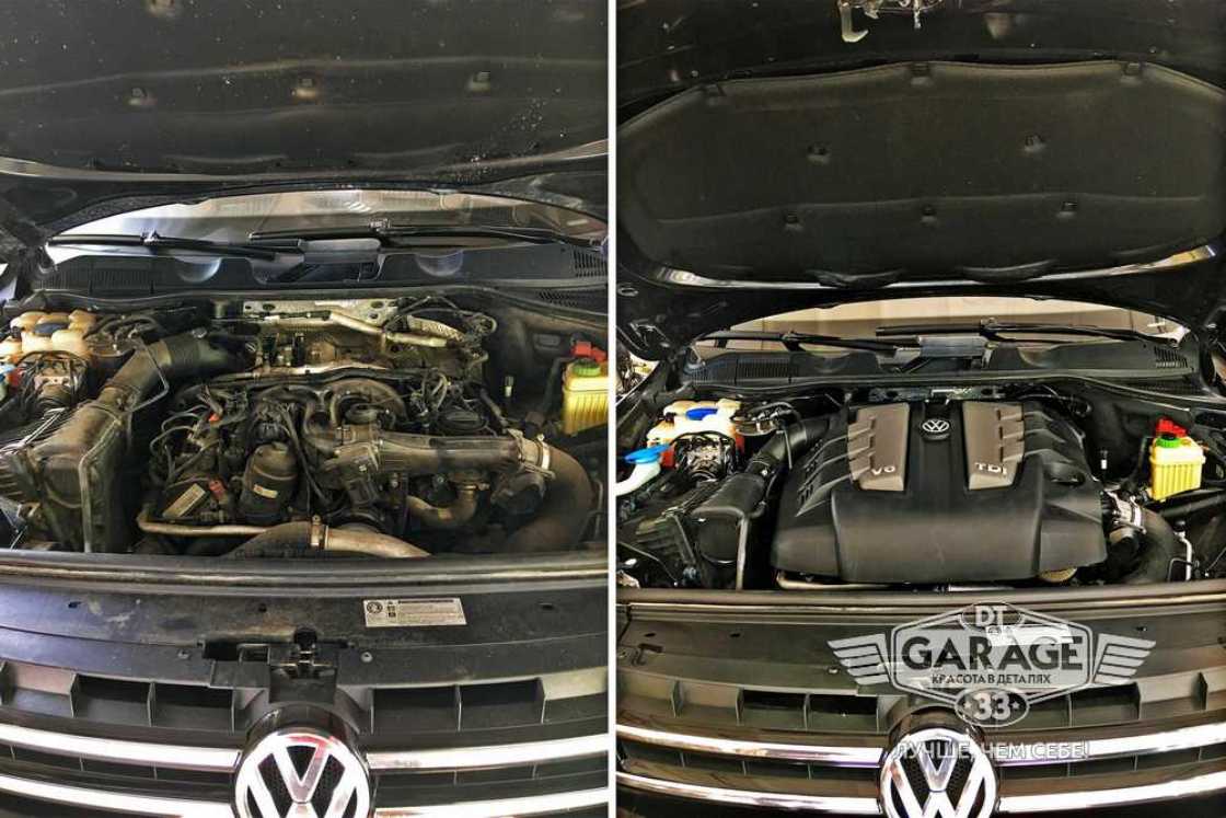 Мойка двс в г Владимир На фото двс Volkswagen Touareg до мойки и после.